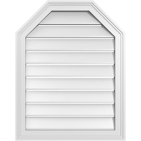 Ekena Millwork Octagonal Top Surface Mount PVC Gable Vent w/ 2"W x 1-1/2"P Brickmould Frame, 22"W x 28"H GVPOT22X2802SF